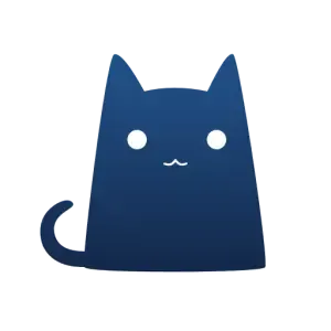 安卓手机上 Clash for Android 的图标,白底配深蓝色小猫剪影,白色圆眼两只,尾巴卷在左下