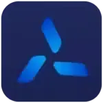 商店页上的 Quantumult X 图标,深蓝圆角方块,正中是三片蓝色叶片拼成的风车
